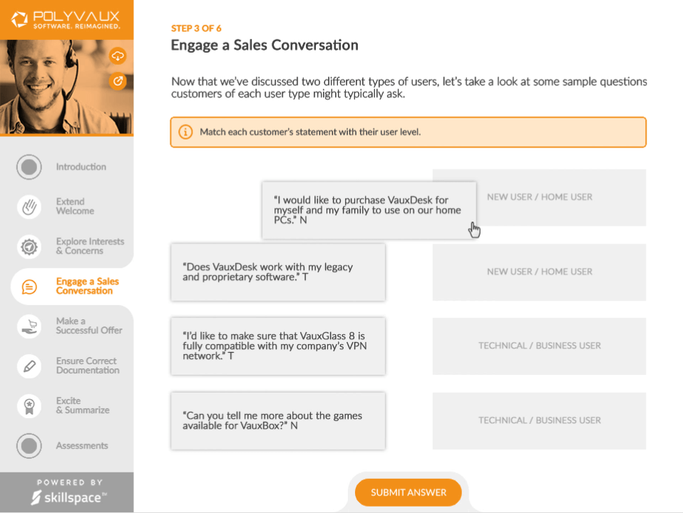 elearning example of onboarding sales module created with Articulate Storyline 360