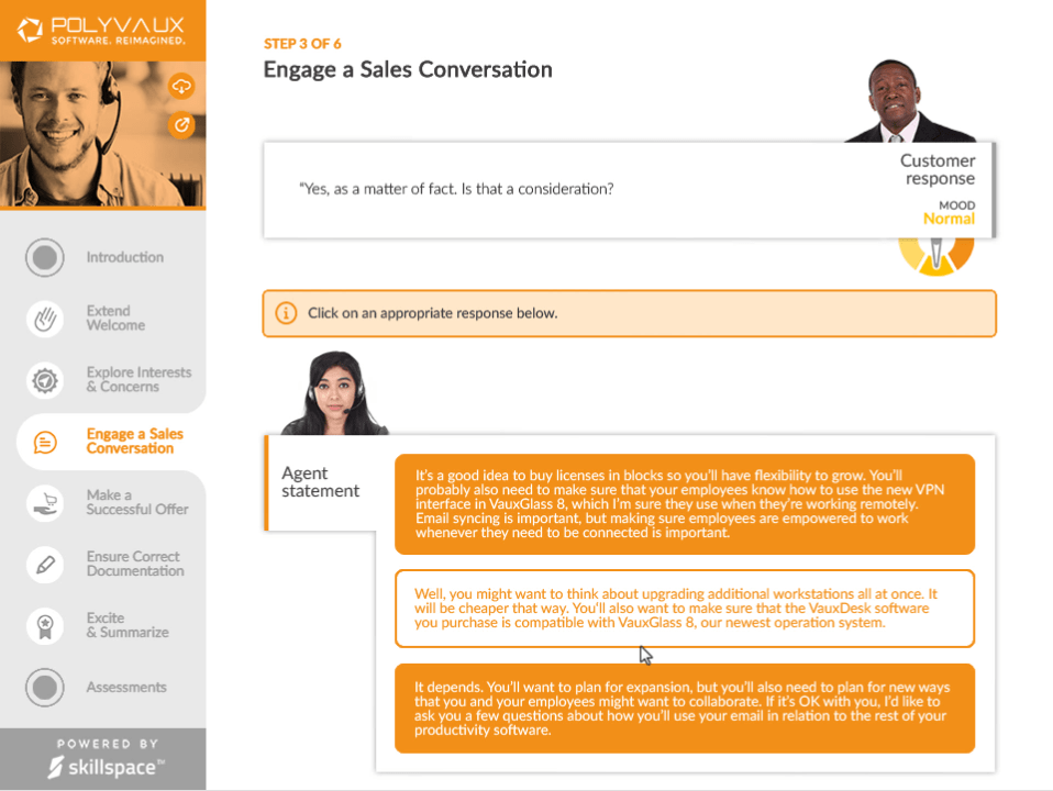 elearning example of onboarding sales module created with Articulate Storyline 360